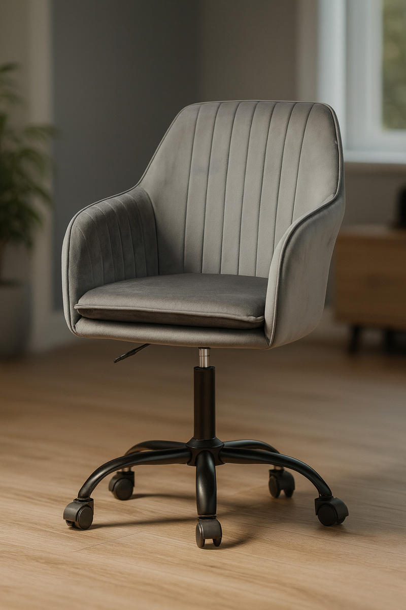 Nowy welurowy fotel obrotowy, model SIENA