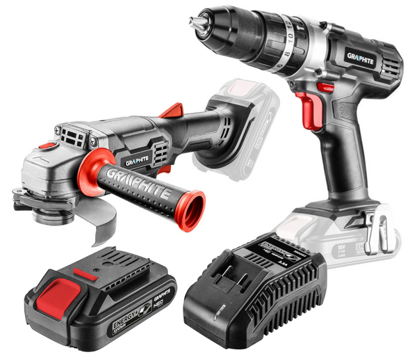 Zestaw elektronarzędzi Graphite 58GS001+58GE131 z zestawem zasilającym