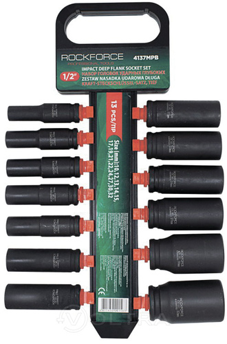 Zestaw 13 szt. nasadek udarowych 1/2" 10-32mm ROCKFORCE RF-4137MPB