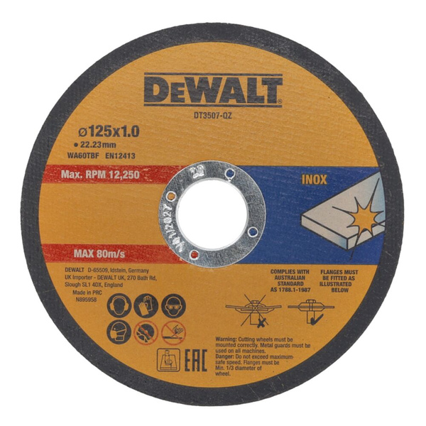 Zestaw 10 tarcz tnących 125mm w opakowaniu DeWalt DT3507