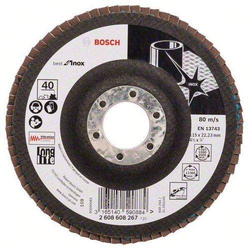Listkowa tarcza szlifierska X581, Best for Inox 115x22,23x40 Bosch 2608608267