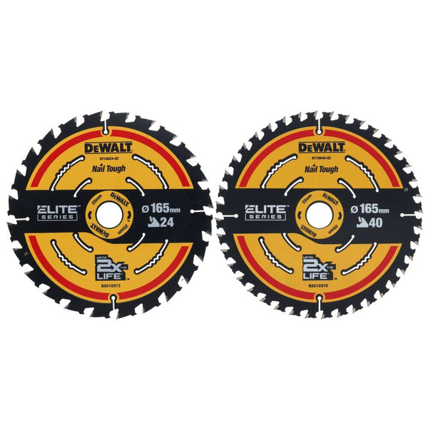 Zestaw dwóch tarcz do drewna 165 x 20 mm 24/40 Z Dewalt DT10403-QZ