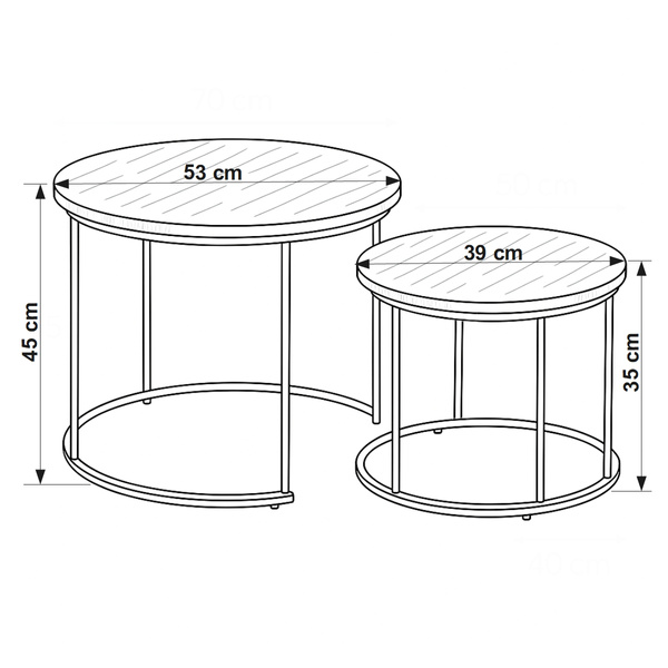 Zestaw stolików Belivio ALBA WHITE MARBLE