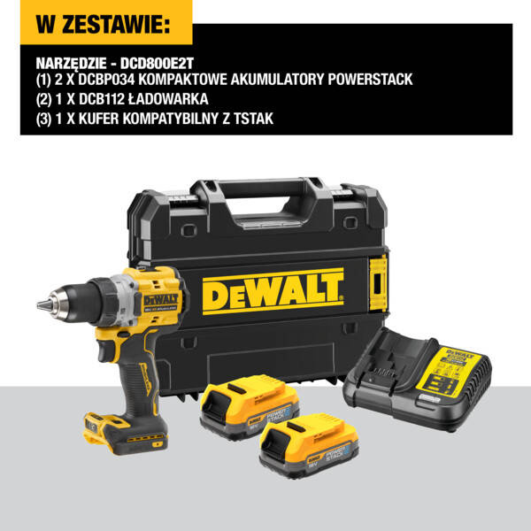 Wiertarko-wkrętarka DeWALT DCD800E2T 