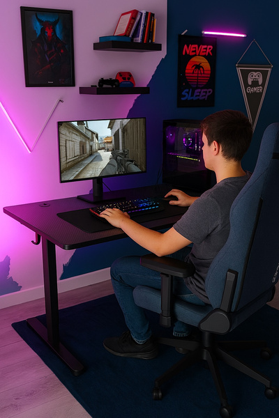 Biurko elektryczne 120x60 cm Zyonix TEVON Black Carbon