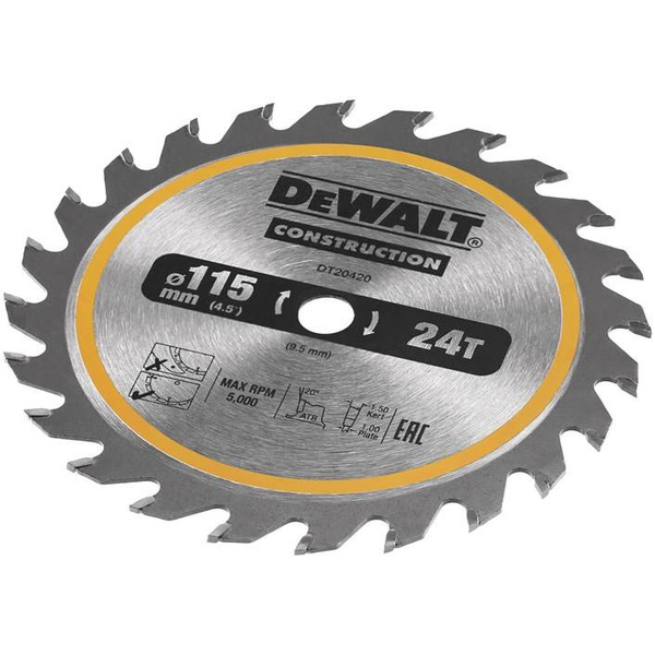 Tarcza do cięcia drewna 115x9,5 mm/24 zęb. DT20420-QZ DeWALT