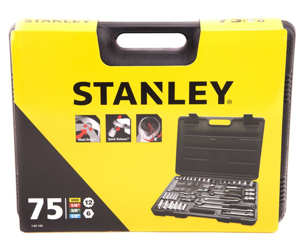 Zestaw nasadek 1/4" 3/8" 1/2" 75 szt. Stanley 1-87-193