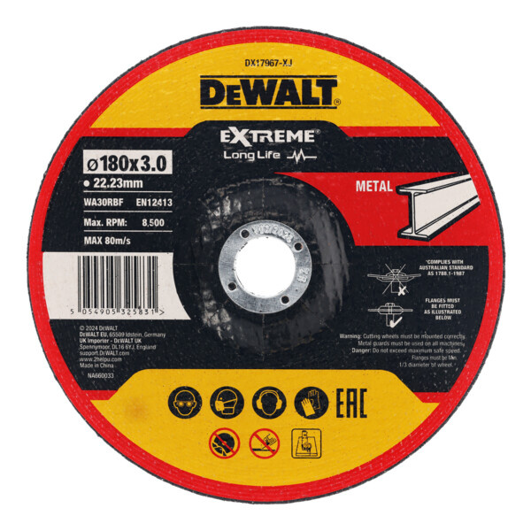 Tarcza tnąca do metalu 180x3,0x22,23 mm Dewalt DX17967-QZ