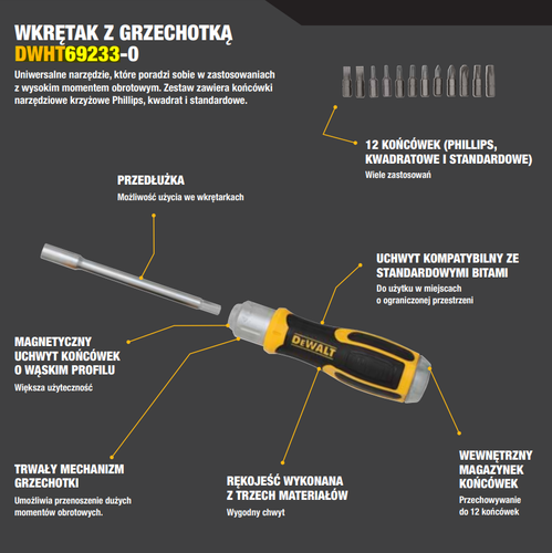Wkrętak z grzechotką DWHT69233-0 DeWALT