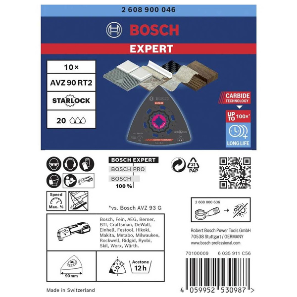 Stopa szlifierska do narzędzi wielofunkcyjnych Bosch Expert AVZ 90 RT2 - zestaw 10 sztuk