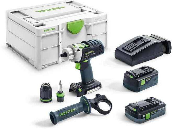 Akumulatorowa wiertarko-wkrętarka udarowa QUADRIVE PDC 18/4 5,2/4,0 I-Plus 576467 Festool + 2 x akumulator + ładowarka +kufer