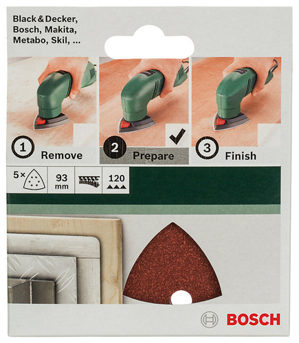 Zestaw 5 szt. papierów ściernych delta 93mm P120 Bosch 2609256A51