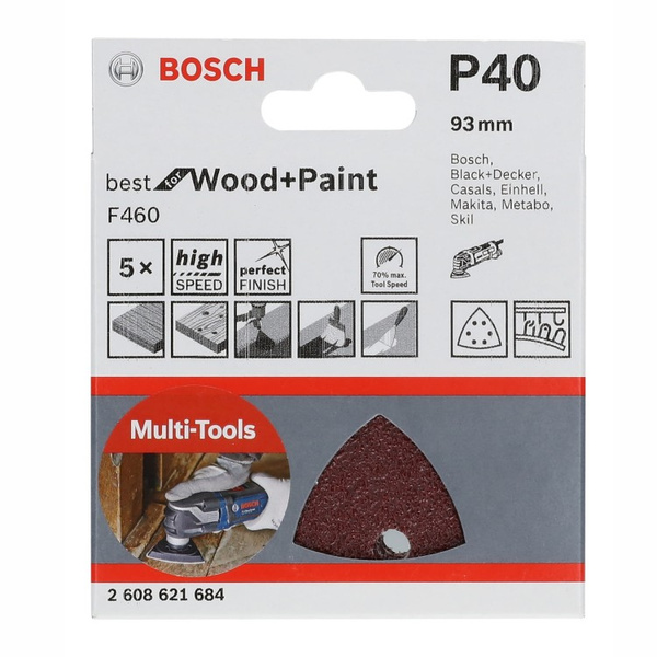 Zestaw 5 szt. papierów ściernych Bosch PRO F460, 93mm P40 2608621684