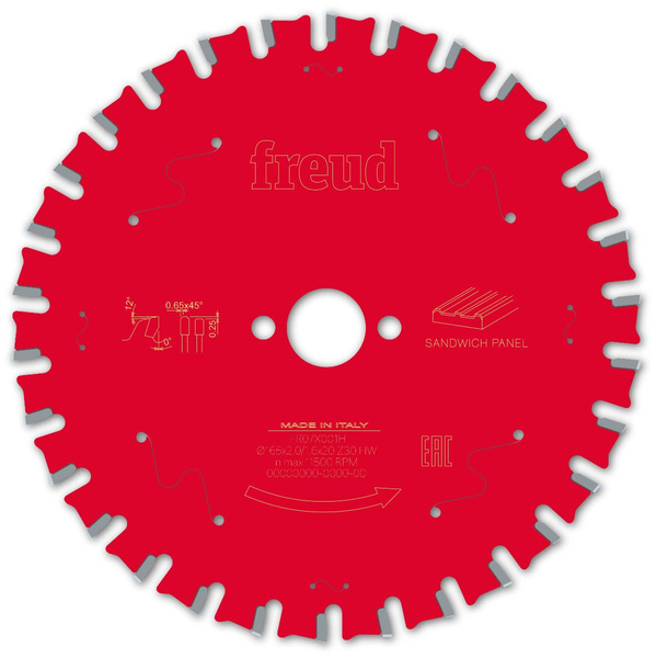 Tarcza do cięcia płyt warstwowych 165x20x2,0/1,6 Z30 Freud FR07X001H