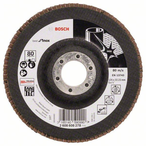 Listkowa tarcza szlifierska X581, Best for Inox 125x22,23x80 Bosch 2608608278