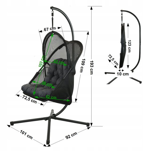 Fotel wiszący Belivio MORENO Black
