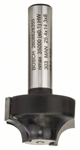 Frez do kształtowania krawędzi E, 8 mm, R1 6,3 mm, D 25,4 mm, L 14 mm, G 46 mm Bosch 2608628355