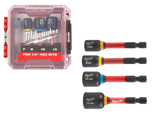 Zestaw nasadek udarowych HEX 1/4" Milwaukee 7, 8, 10 i 13 mm