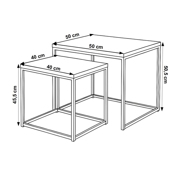 Zestaw stolików Belivio VERSO RUSTICAL OAK