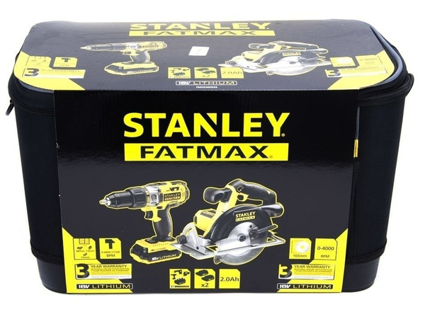 Zestaw Stanley Fatmax FMCK462D2S Wiertarko-wkrętarka z udarem FMC625 + Pilarka tarczowa FMC660 + Torba
