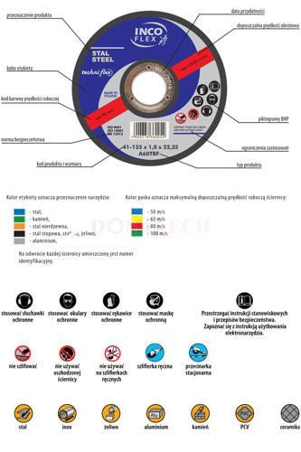 Tarcza do cięcia metalu 125 mm x 1,6 mm x 22,23 mm Incoflex A46TBF