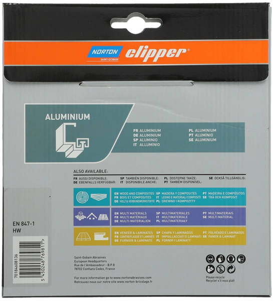 Tarcza do cięcia aluminium Norton Clipper 216x30mm 70184608136