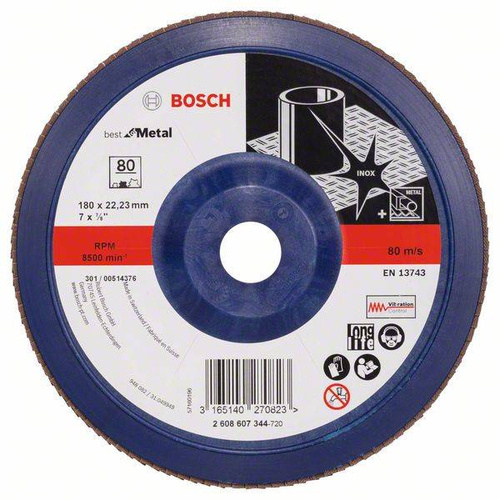 Listkowa tarcza szlifierska X571, Best for Metal 180x22,23x80 Bosch 2608607344