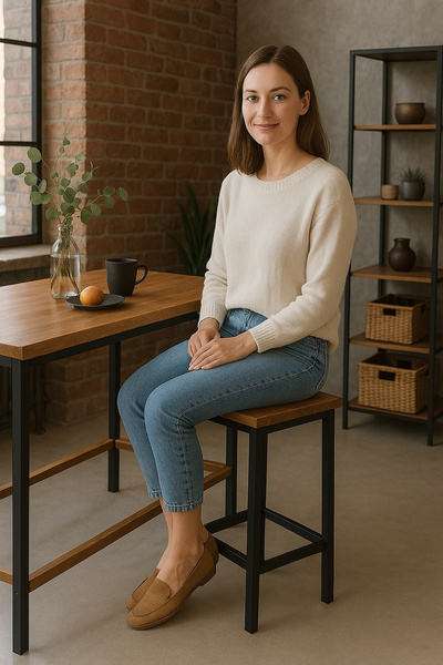 Stołek barowy Belivio PAX BLACK ROYAL OAK