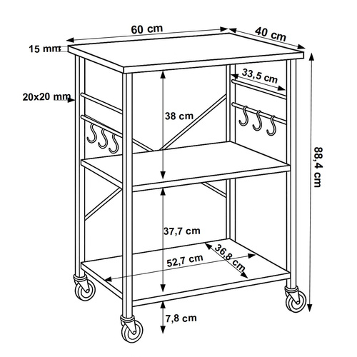 Wózek kuchenny Belivio LUCA Royal Oak