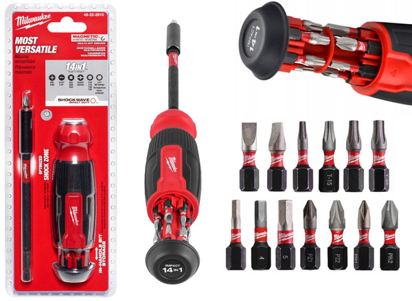 Wkrętak Milwaukee 14w1 z bitami udarowymi Shockwave™