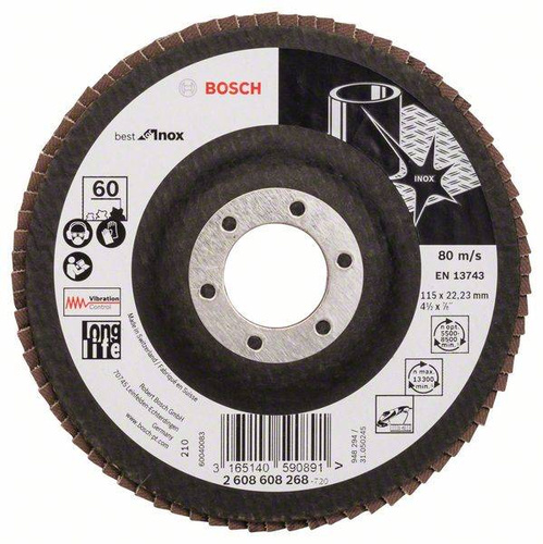Listkowa tarcza szlifierska X581, Best for Inox 115x22,23x60 Bosch 2608608268