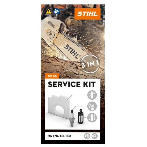 Zestaw serwisowy Stihl numer 45 do pilarek spalinowych STIHL MS 170 (z silnikiem 2-MIX) i STIHL MS 180 (z silnikiem 2-MIX)