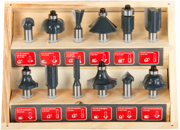 Proline frezy do drewna 8mm, zestaw 12el. 93122