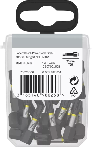 Zestaw 25 szt. bitów TX25 Bosch PRO Torx Impact 2607002806