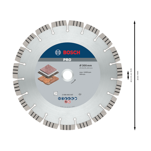 Tarcza do cięcia kamienia 300x20/25,4 mm Bosch 2608602647