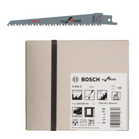 Zestaw 100 szt. brzeszczotów do pił szablastych S 644 D Bosch 2608650551