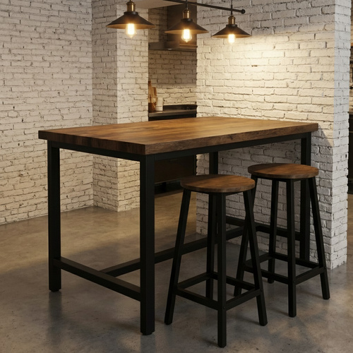 Stołek barowy Belivio TONO BLACK RUSTICAL OAK