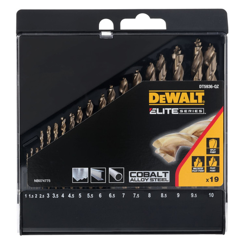 Zestaw 19 szt. wiertł do metalu 1-10 mm Dewalt DT5936-QZ