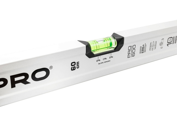 Poziomica PRO600 AB-030 malowana biała z libellą 2% 30 CM