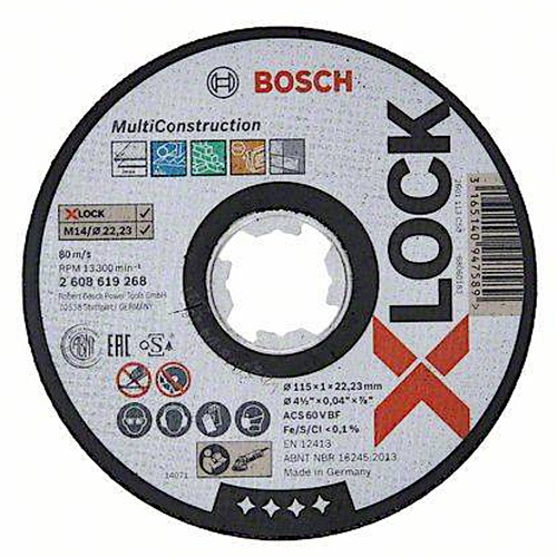 Tarcza tnąca Bosch MultiMaterial X-LOCK, ACS 60 V BF 115x22,23 2608619268