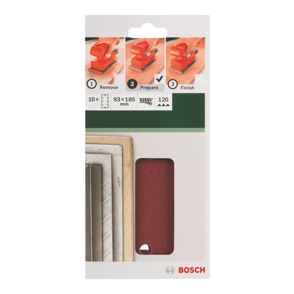 Zestaw 10 szt. papierów ściernych 93x185mm P120 Bosch 2609256A90