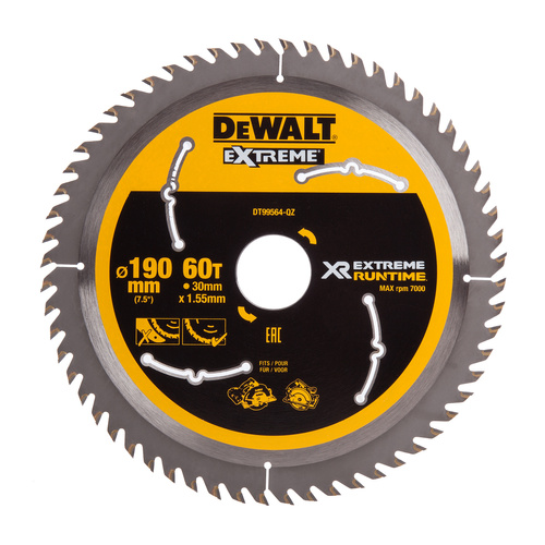Tarcza do cięcia drewna pilarką tarczową 190x30mm 60T Dewalt DT99564-QZ