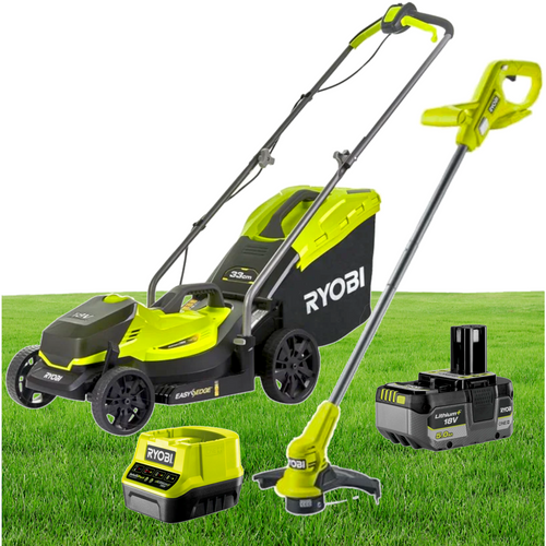 ZESTAW KOSIARKA 18V + PODKASZARKA + 5Ah + ŁADOWARKA RYOBI 5133006609