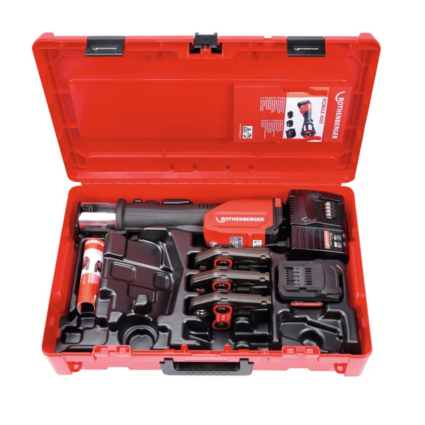 Zaciskarka Rothenberger ROMAX 4000, zestaw szczęk zaciskowych SV 15-22-28 mm, akumulator 4.0 Ah/18 V i ładowarka, EU 1000001924