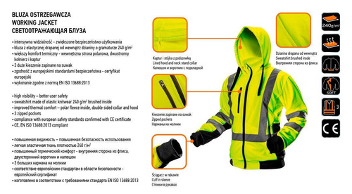 Bluza robocza ostrzegawcza, żółta, Neo 81-745-L