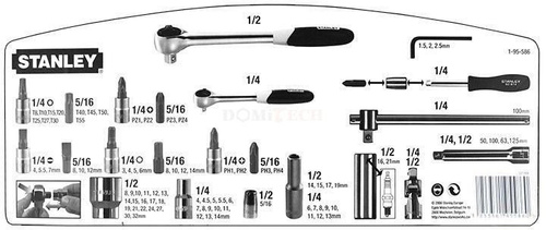 Stanley 1-95-586 Zestaw nasadek z grzechotką 1/4" i 1/2", 92 CZ.