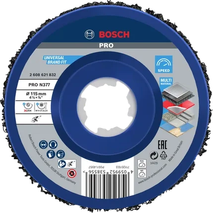 Włókninowa tarcza czyszcząca Bosch PRO N377, 115 mm, 22,23 mm, X-Lock 2608621832