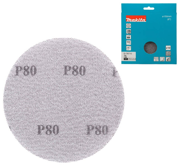 Zestaw 10 szt. siatek do szlifowania drewna 150 mm A80 Makita D-78710
