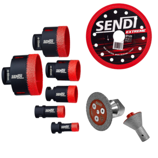 Zestaw otwornic do płytek Sendi Extreme 5905481902025
