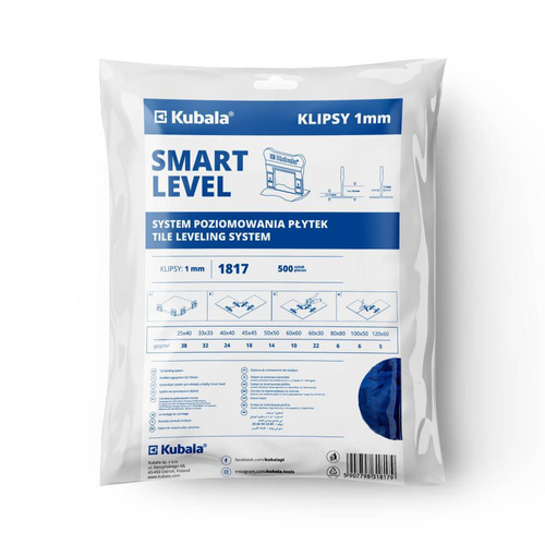 Klipsy do płytek 1mm 500szt. Kubala 1817